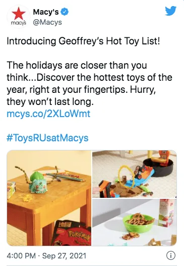 Macy's Twitter post encouraging an early shopping | Twitter