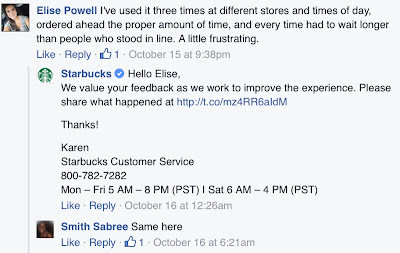 Starbucks's response to a negative comment