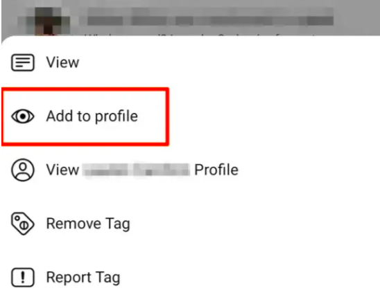 Choosing Add to profile