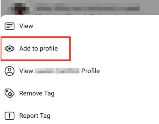 Choosing Add to profile