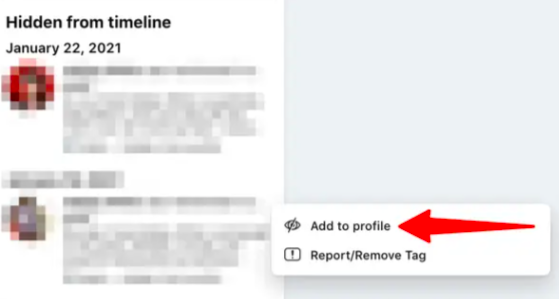 Choosing Add to profile
