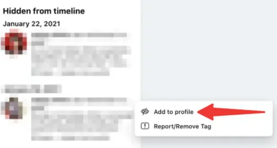 Choosing Add to profile
