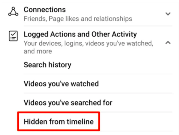 Choosing Hidden from timeline