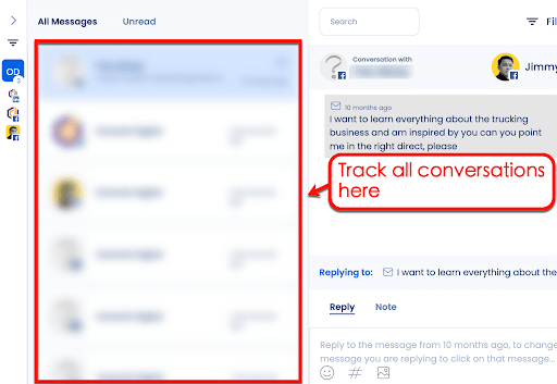 Screenshot of Vista Social's Inbox feature