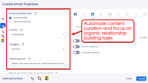 Screenshot of Vista Social's Smart Publisher