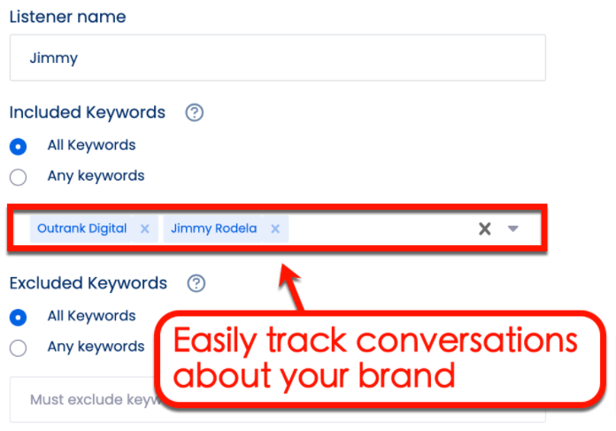 Screenshot of Vista Social's Listening feature