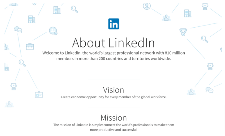 Screenshot of LinkedIn's page