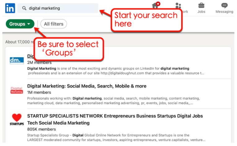 Screenshot of LinkedIn's group