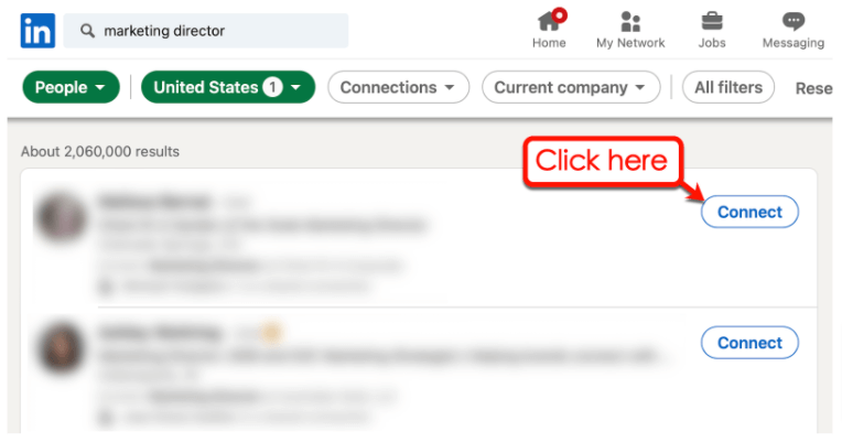 Screenshot of LinkedIn's connect option