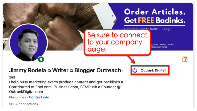 Screenshot of LinkedIn's page