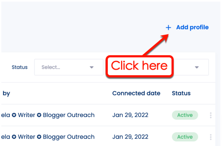 Screenshot of Vista Social's Profile Management setting