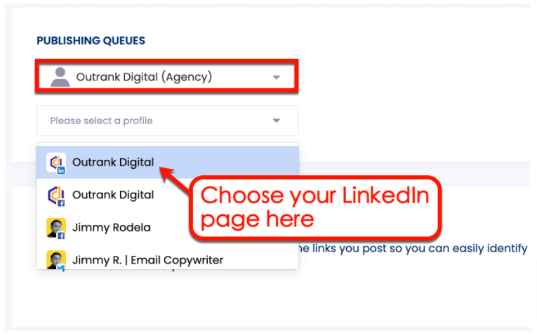 Screenshot of Vista Social's Publishing Settings