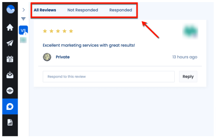 Screenshot of Vista Social's Reviews feature
