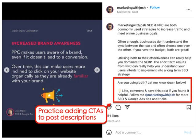 Screenshot of Josh Halse's Instagram