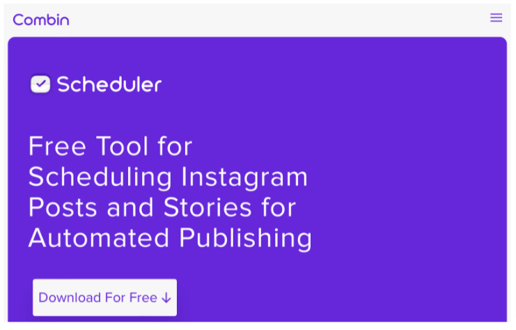 Screenshot of Combin Scheduler's tool page