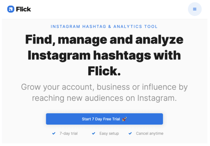 Screenshot of Flick's home page