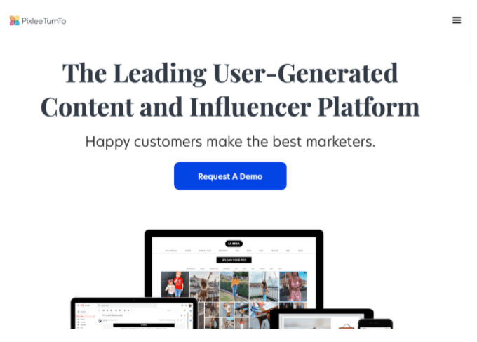 Screenshot of Pixlee's home page