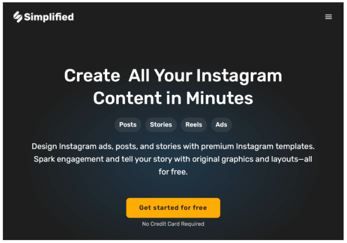 Screenshot of Simplified's home page