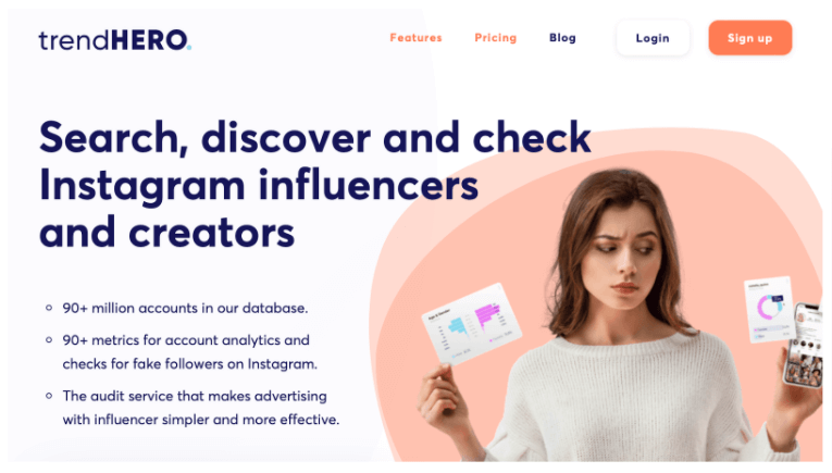 Screenshot of trendHERO's home page