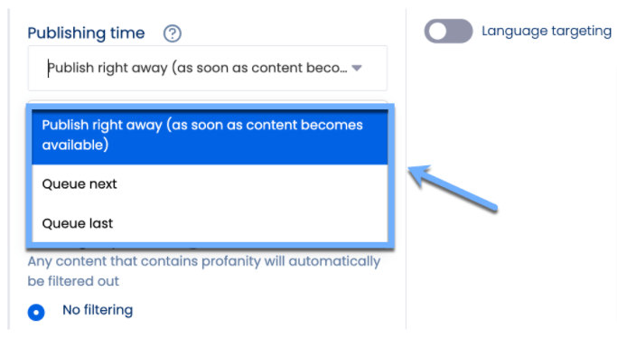 Screenshot of Vista Social's Publishing Time