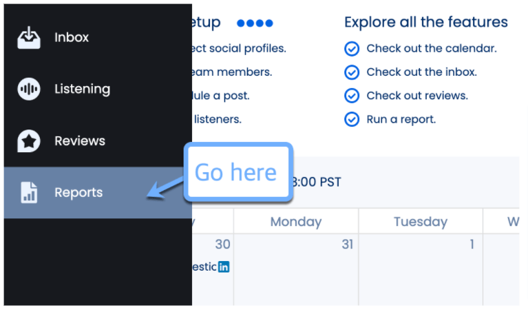 Screenshot of Vista Social's Reports page