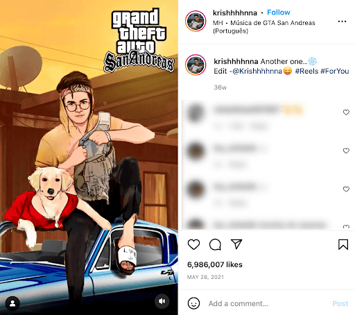 Most Viewed Instagram Video. Screenshot of Krish Gawali's Instagram post