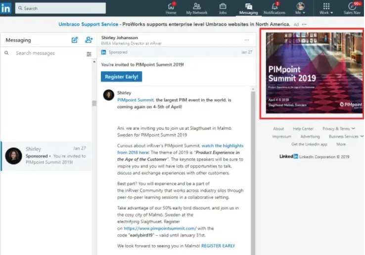 A Sponsored Mail LinkedIn ad.
