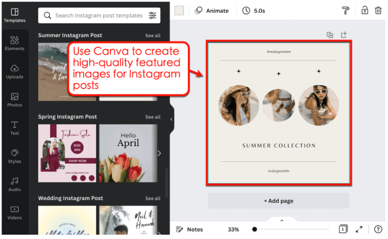 Screenshot of Canva Tool