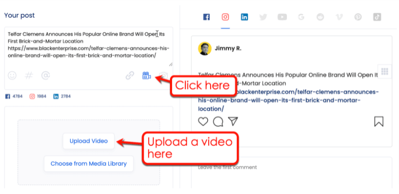 Screenshot  of Vista Social's composer