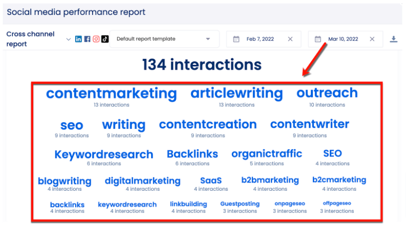 Screenshot of Vista Social's performance report
