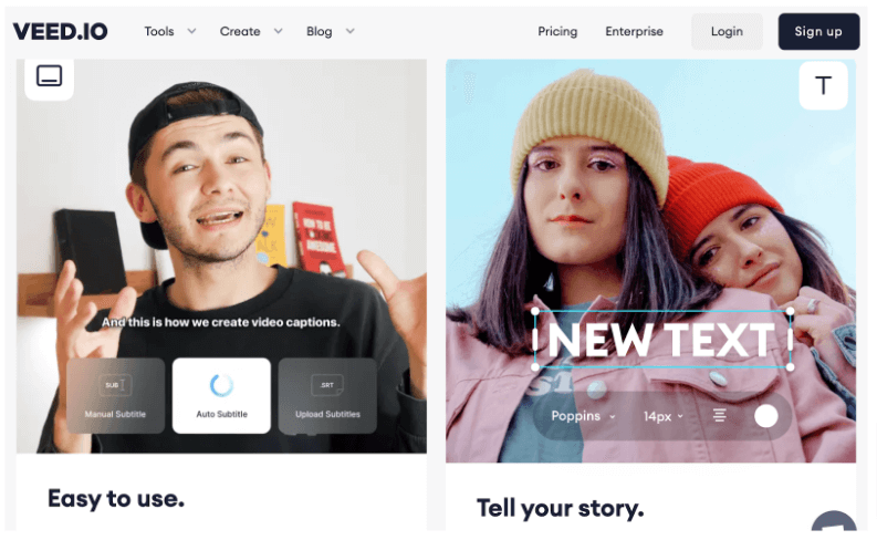 Screenshot of VEED's home page