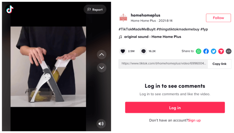Screenshot of Home Home Plus Tiktok
