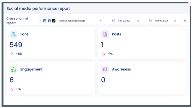 Screenshot of Vista Social's performance report