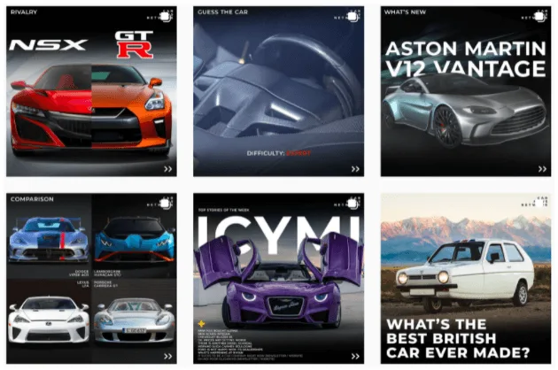 Screenshot of Car News Network's Instagram account
