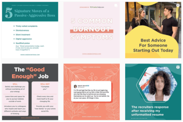 Screenshot of Career Contessa's Instagram account