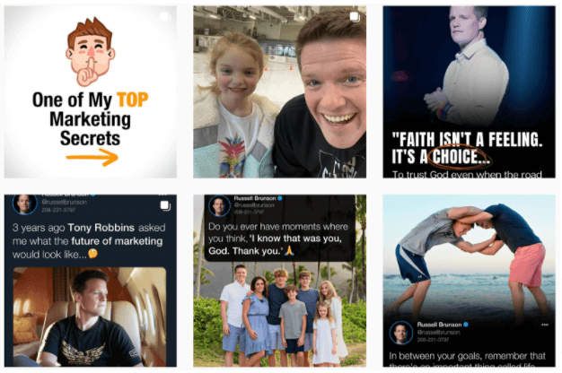 Screenshot of Russell Brunson's Instagram account