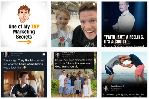Screenshot of Russell Brunson's Instagram account