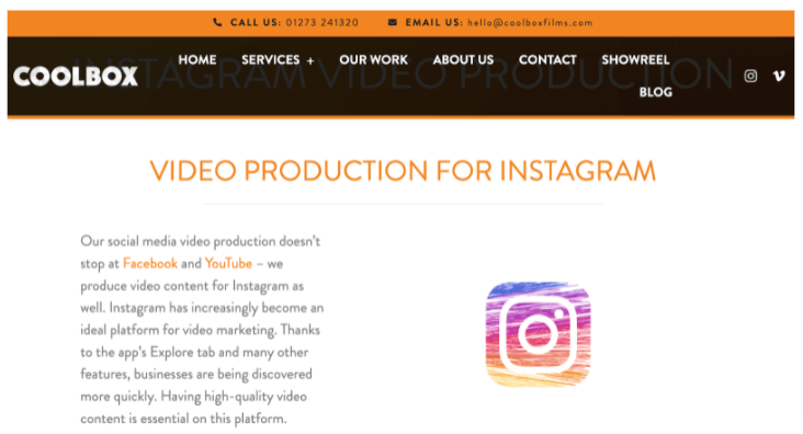 Screenshot of CoolBox's homepage