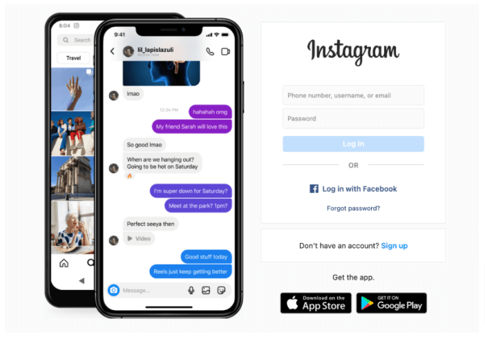 Screenshot of Instagram's homepage