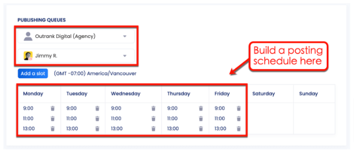 Screenshot of Vista Social's Publishing Queues