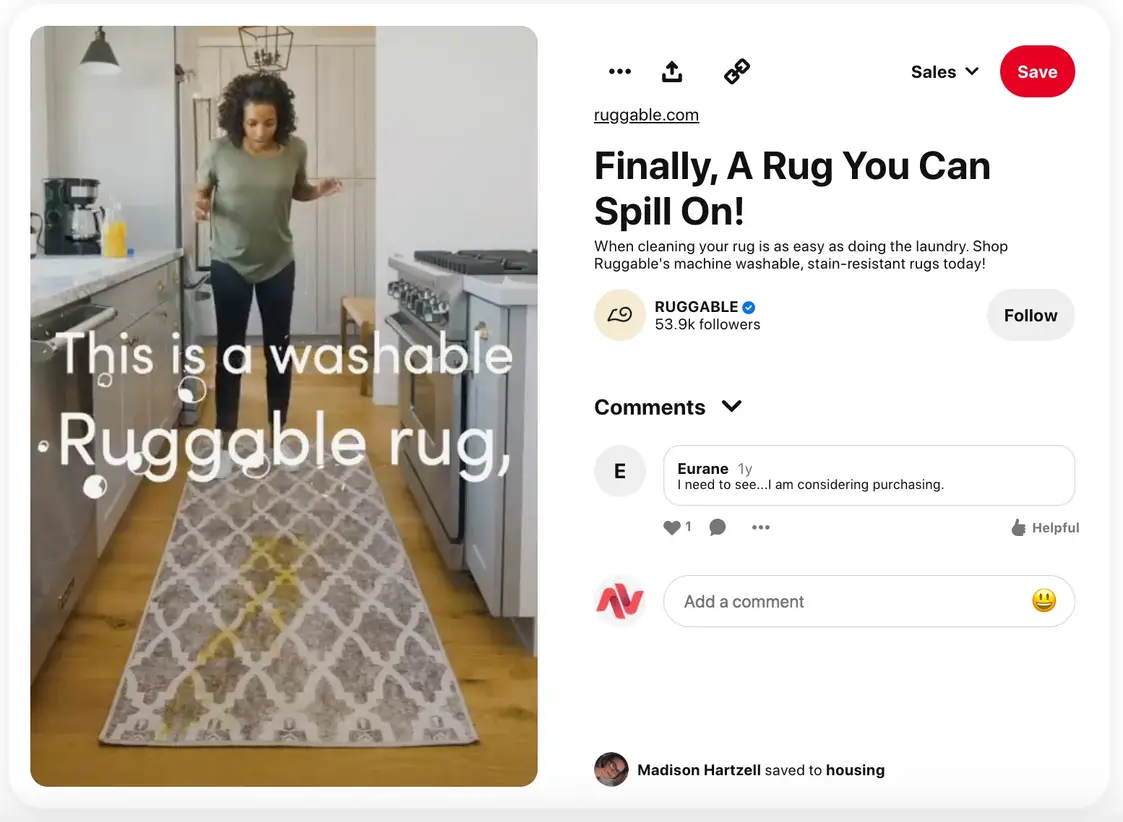 Pinterest Video Pin | Ruggable | Vista Social