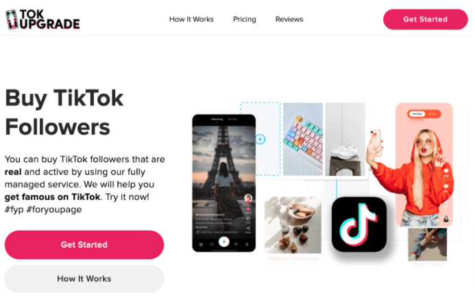 Screenshot of TokUpgrade's homepage