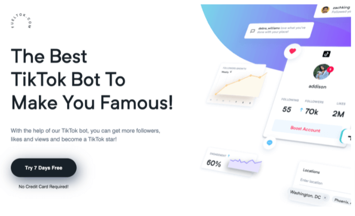 Screenshot of Fueltok's homepage