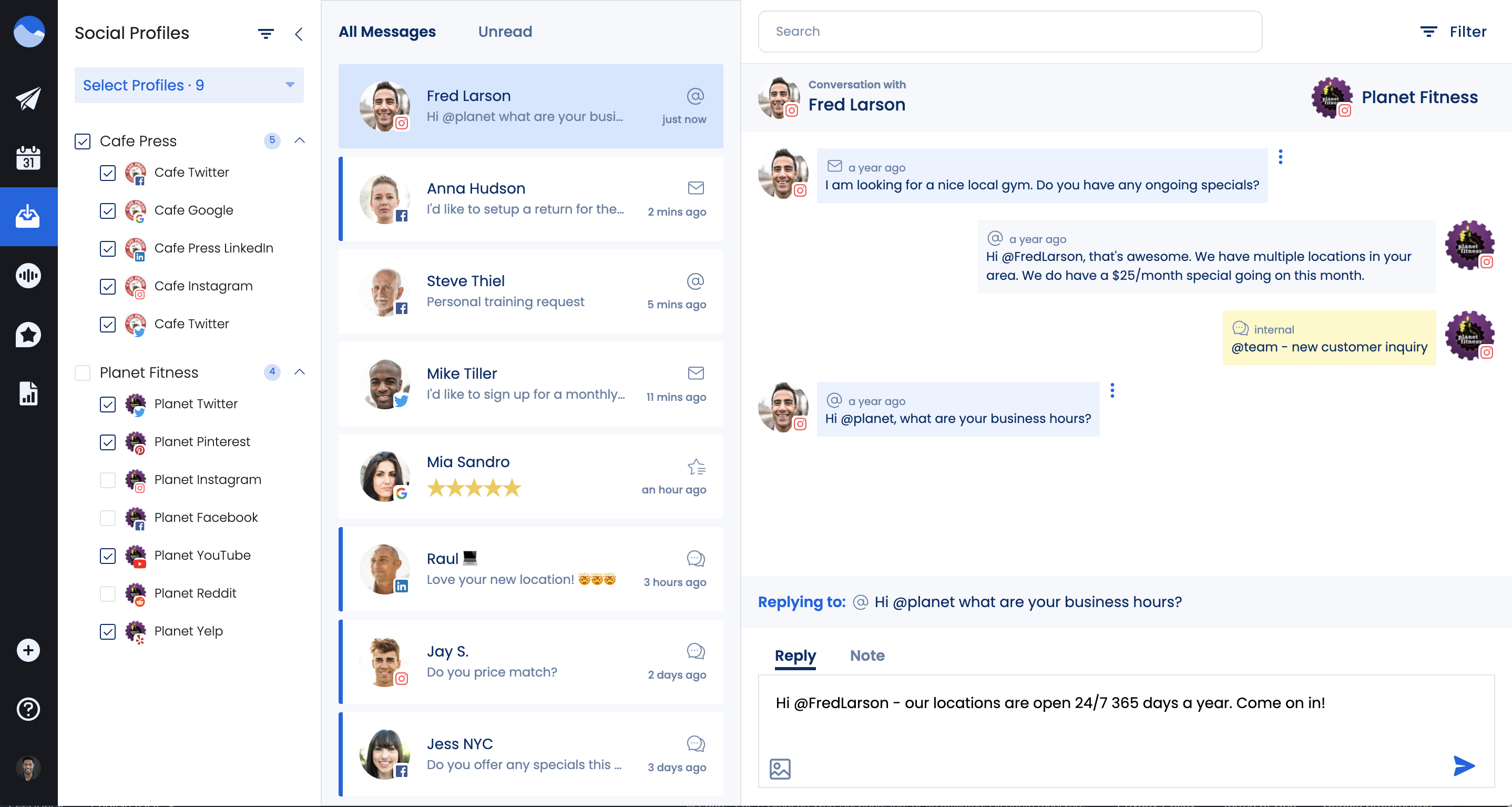 Vista Social - social media inbox