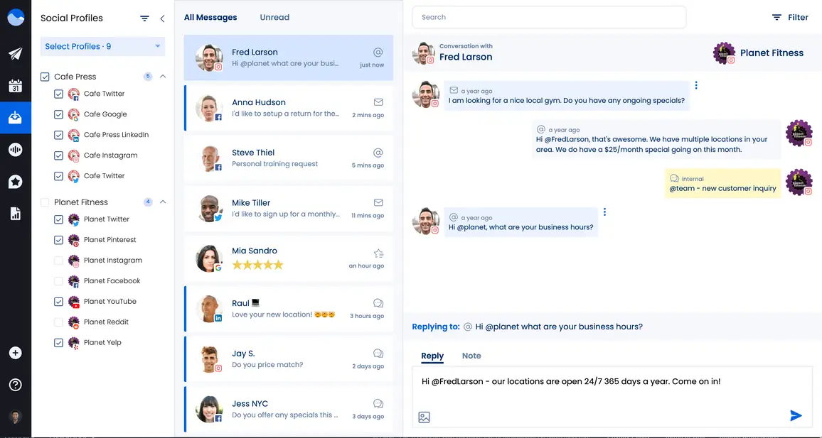 Vista Social - social media inbox