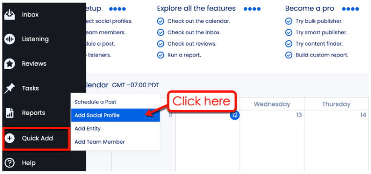 Screenshot if Vista Social's Add Social Profile Tool