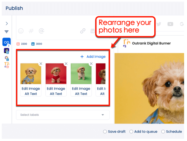 Screenshot if Vista Social's Publishing Tool