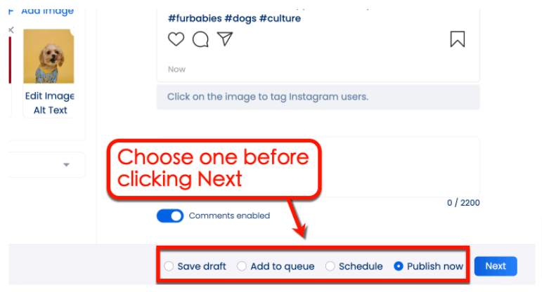 Screenshot if Vista Social's scheduling option