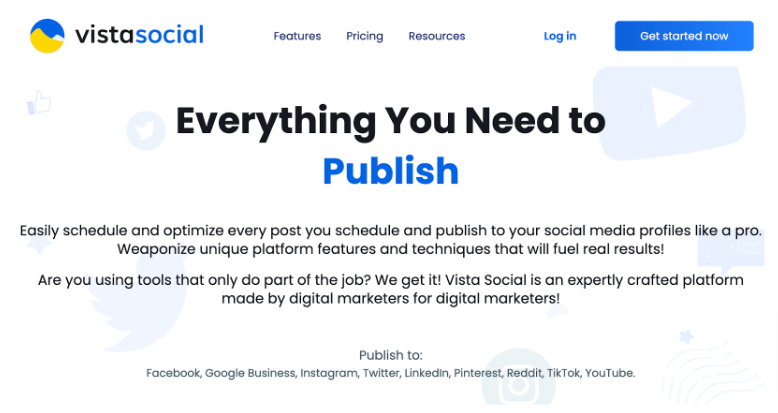 Screenshot of Vista Social's page