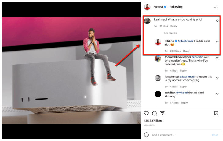 Screenshot of Marques Brownlee's Instagram Profile